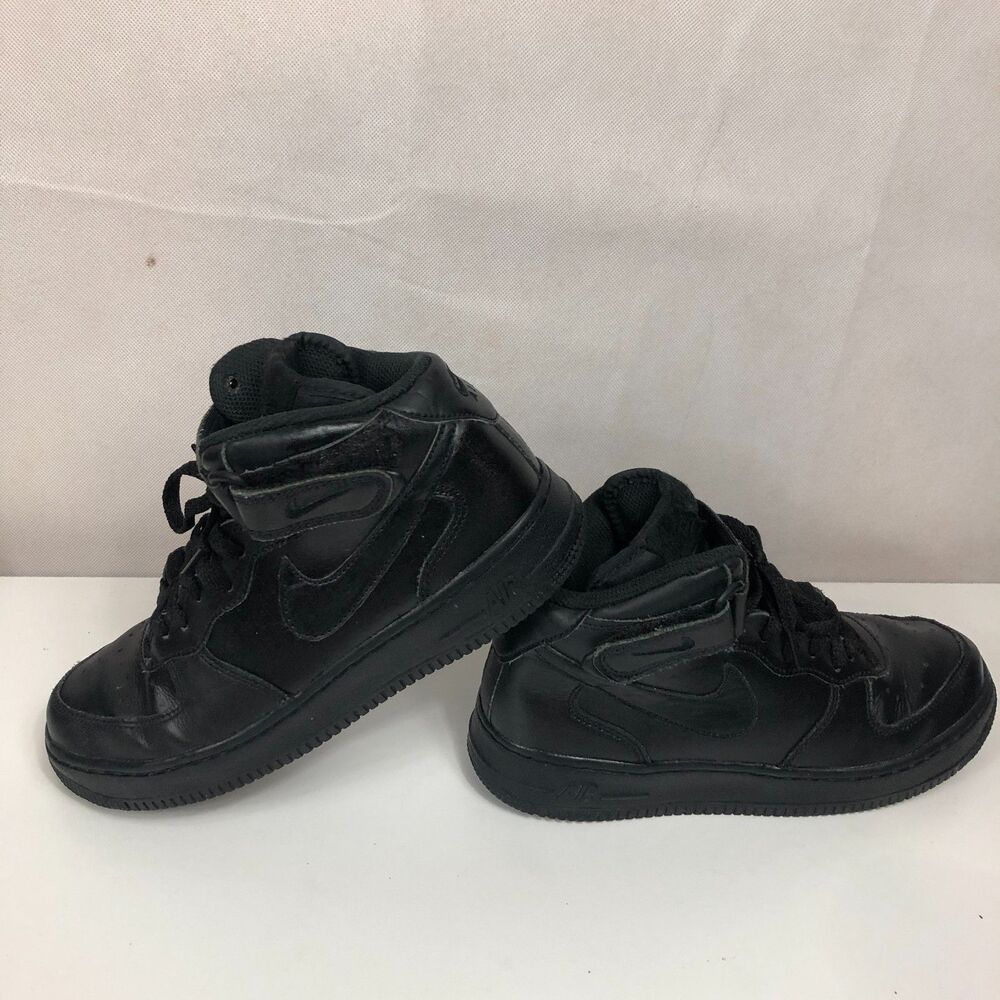Nike Air Force 1 Basketball Shoes Big Boys Youth Size 5.5 Y Leather Black - Picture 3 of 7